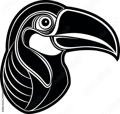 Toucan Face Side in Glossy Rainbow Chrome Shallotte on white background