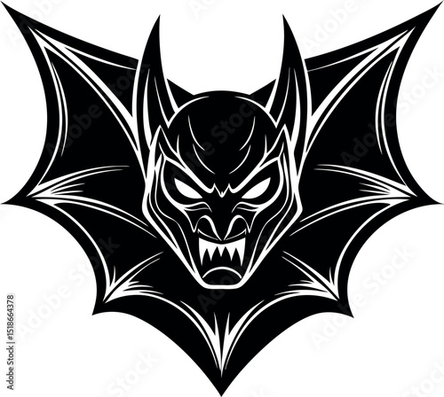 Bat Face Top Down View in Spooky Glossy Chrome Shallotte on white background