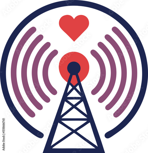 Love radio communication icon with heart suitable for branding and design projects
