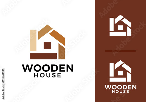 simple home wood logo vector design concept	