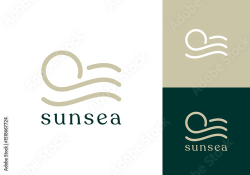 circle nature sea wave logo vector graphic design