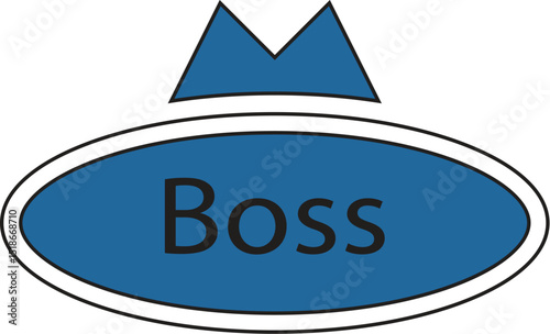 Boss Logo Design with Blue Oval and Triangular Shape