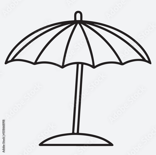 summer beach umbrella icon line art silhouette vector art illustration,  umbrella isolated on white background