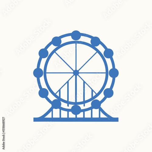 Simple vector illustration of a blue ferris wheel on a transparent background