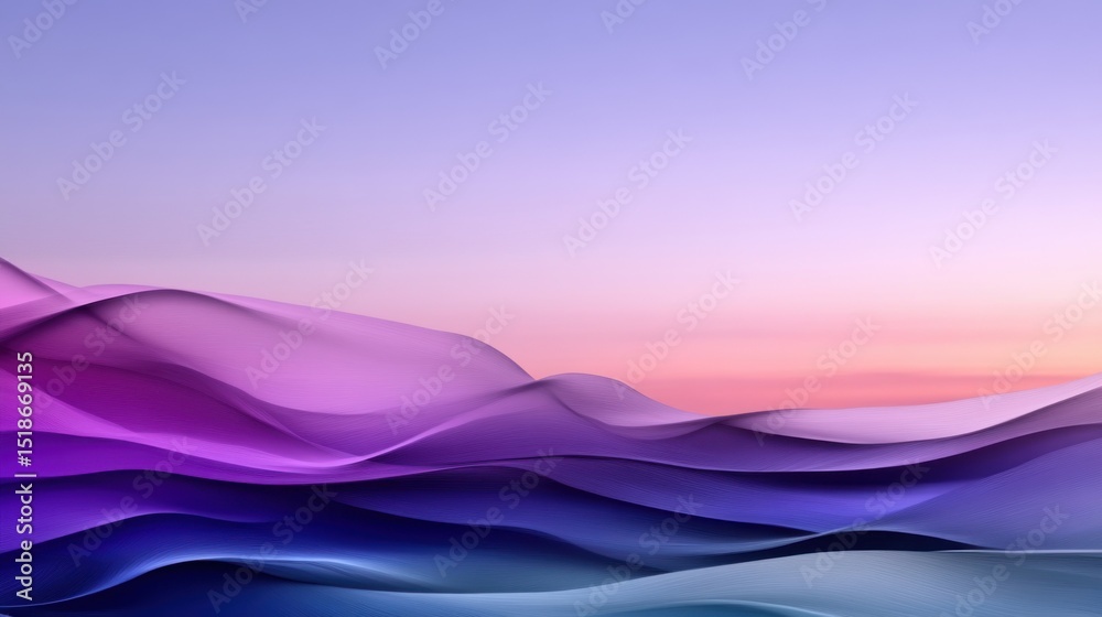 Obraz premium Soft waves in shades of purple and blue blend seamlessly as the sun sets, casting a calming ambiance across the sky. The tranquil scenery evokes a sense of peace and relaxation.