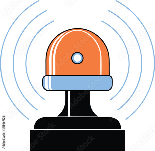 Stylized alert siren illustration with radiating waves suitable for graphic design projects
