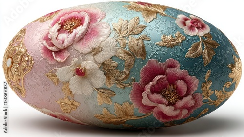 Elegant Floral Egg Design with Intricate Patterns and Vibrant Colors for Artistic and Decorativ