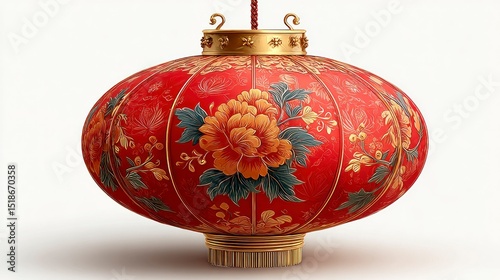 Elegant Red Lantern with Intricate Floral Design for Festive Celebrations and Decorative Purpos