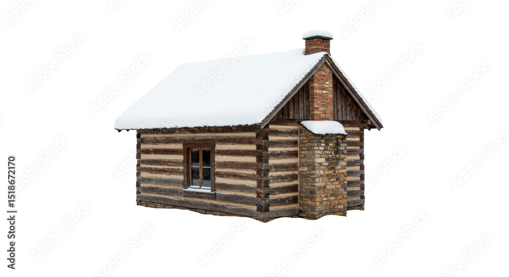 Isolated Snowy Log Cabin Isolated Snowy Log Cabin