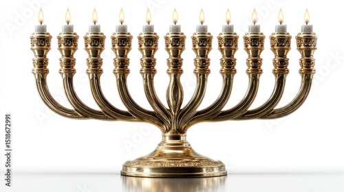 Illuminated Candles on a Golden Menorah A Symbol of Tradition and Celebration for Festive Occa