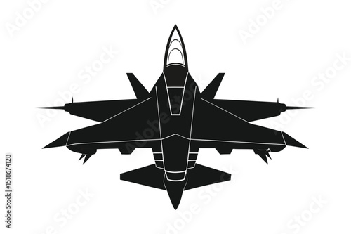 fighter jet military plane vector silhouette. vector illustration of a military airplane. military jet fighter jet.