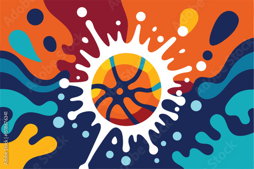 Abstract basketball splash design with vibrant colors suitable for sports projects
