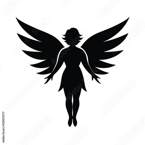 Angel vector silhouette illustration. angel with wings vector. illustration of angel, angel icon, vector art.