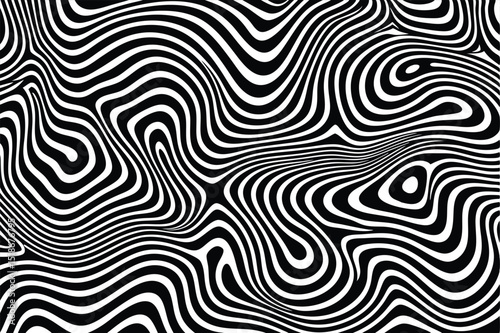 Abstract black and white wavy lines pattern suitable for various design projects