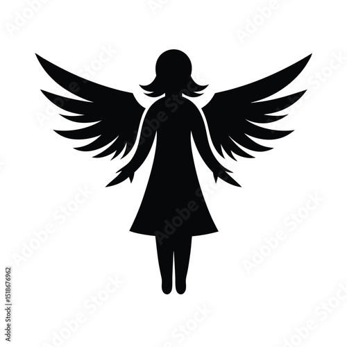 Angel vector silhouette illustration. angel with wings vector. illustration of angel, angel icon, vector art.