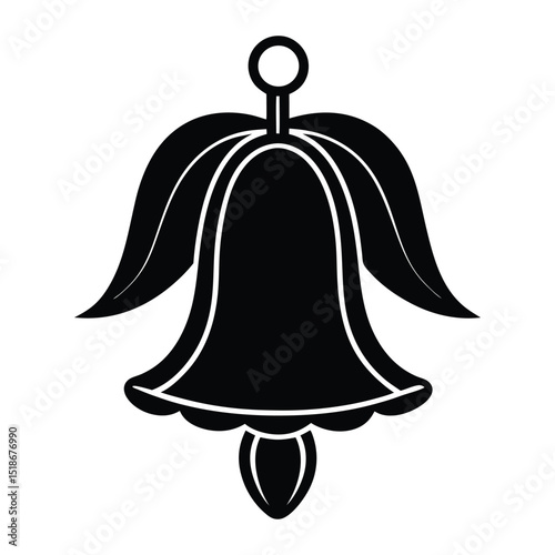 bluebell flower icon with a drooping, bell-shaped bloom silhouette vector illustration on white background