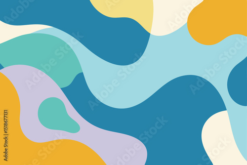Abstract colorful fluid shapes design with soft curves and minimalist artistic style