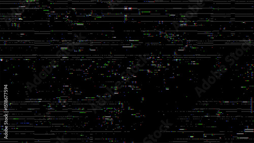 black background with pixelated VHS lines. glitch video noise. pixel glitchy noise. digital glitching and noise. noisy effect. vector graphics. 