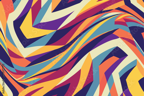 Abstract colorful wavy shapes on white background suitable for various design projects