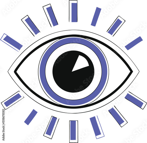 Abstract eye symbol with rayburst design showing vision and perception concept