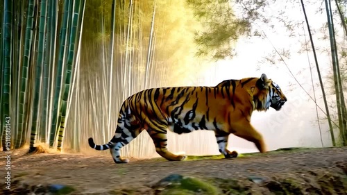 Tiger in a Bamboo Forest