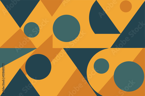 Abstract geometric composition featuring circles and triangles on a transparent background