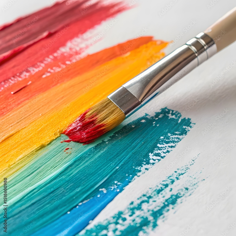 Fototapeta premium Vibrant Paint Brush Leaving Colorful Strokes PNG Image Transparent Background