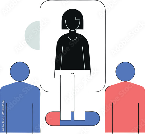 Abstract illustration representing presentation or group dynamics concept with transparency