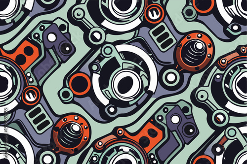 Abstract steampunk style illustration of mechanical gears and detailed machine parts