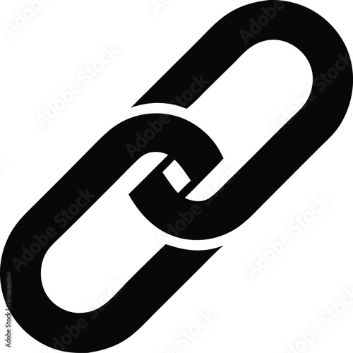 Black chain link silhouette design connected metallic industrial vector shape