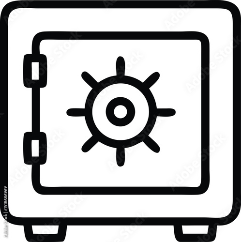 Black silhouette design of a compact safe with transparency for security concepts