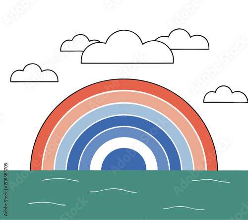 Colorful abstract rainbow design with water elements vector illustration transparency