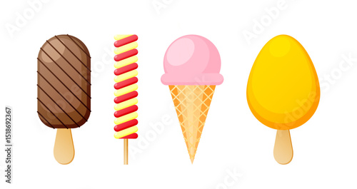 Set tasty ice cream collection