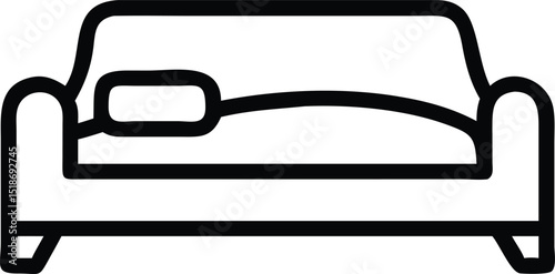 Minimalist bed design silhouette in simple line art style for bedroom decor