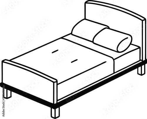 Minimalist black bed silhouette for bedroom interior design vector illustration