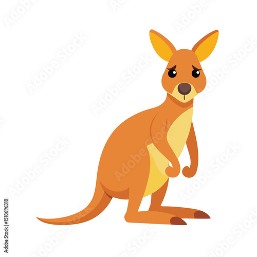 Kangaroo vector art illustration.	Sad kangaroo vector illustration.