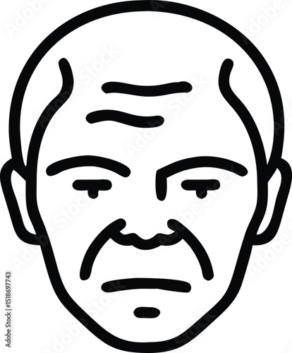 Silhouette portrait of an older individual depicting facial details in black