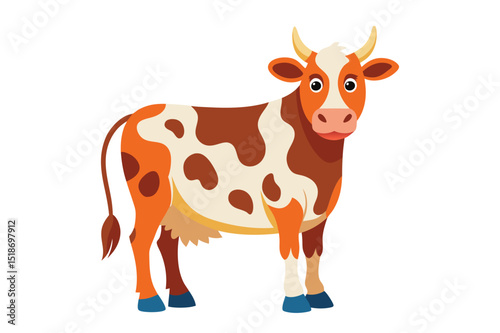 Funny cow cartoon illustration. happy cow cartoon. Cow vector illustration. cow cartoon isolated on white.