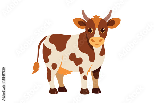 Funny cow cartoon illustration. happy cow cartoon. Cow vector illustration. cow cartoon isolated on white.