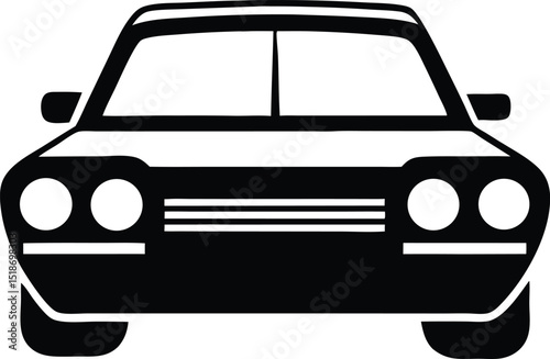 Simple minimalist black silhouette of a car for transportation concepts