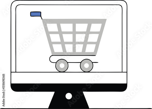 Simple shopping cart icon with transparency suitable for e commerce and digital projects