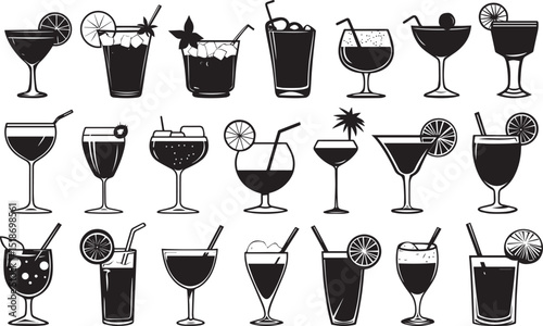 Cocktail set Collection icon cocktails Vector