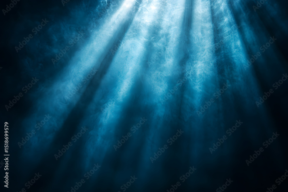 Fototapeta premium Diagonal light beams illuminating a dark background create a striking contrast, evoking feelings of hope, faith, and spirituality while enhancing the overall atmosphere of mystery