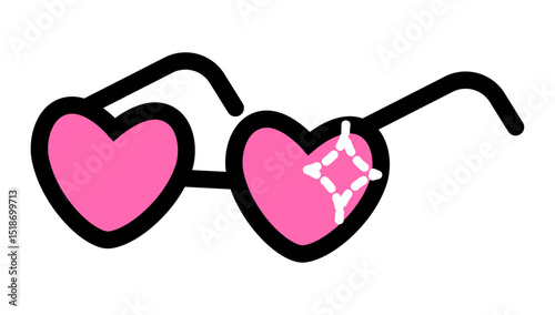 Pink heart shaped sunglasses. Fun glasses isolated vector illustration. Valentine's Day .