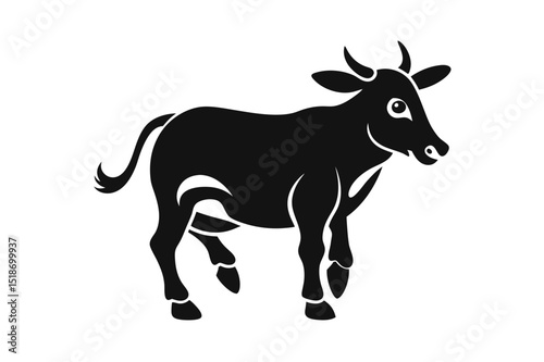Cow silhouette vector art illustration. Ideal for farm, livestock, and agricultural-themed artwork.