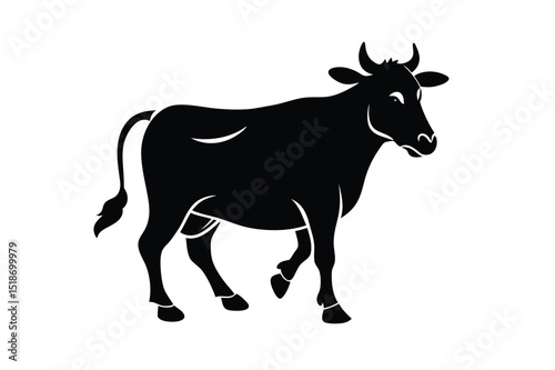 Cow silhouette vector art illustration. Ideal for farm, livestock, and agricultural-themed artwork.