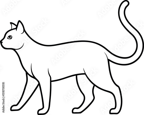 Walking Cat Outline Illustration on transparent background
