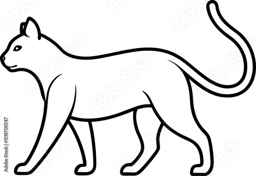 Walking Cat Outline Illustration on transparent background