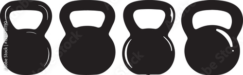 Kettlebell silhouette, fitness weight icon, gym equipment vector illustration