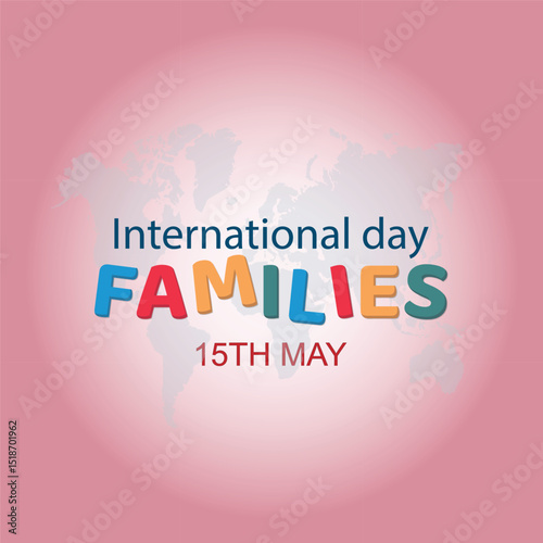 International Families day. 15th May International Families day celebration cove banner with Family of four: Mother, father, son, daughter. Embracing Diversity, Strengthening Families awareness banner
